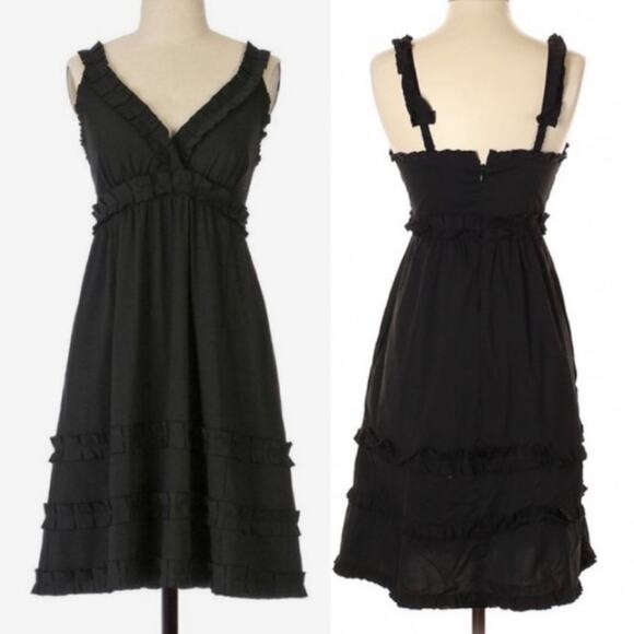 NWT Anthro Left Of Center Black Ruffled Dress Size 2 - Picture 1 of 11